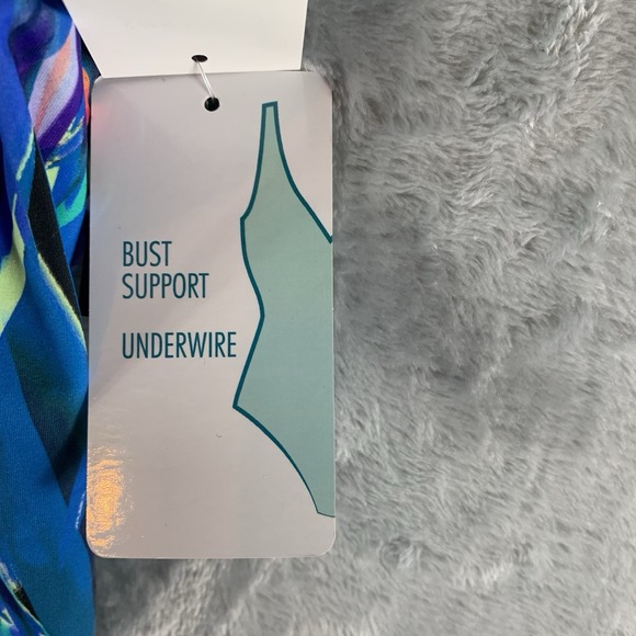 Swim Solutions Women's Swimsuit 12 Tankini‎ Top Tropical Blue Underwire Bra NWT - Picture 4 of 9